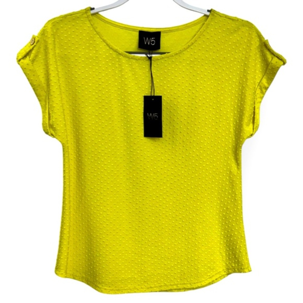 Anthropologie W5 Women’s Bright Yellow Textured Blouse Size‎ M *2127